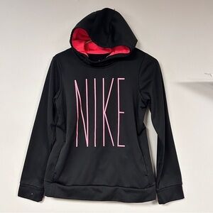 Nike Dri Fit black with pink sweatshirt hoodie pockets girls XL